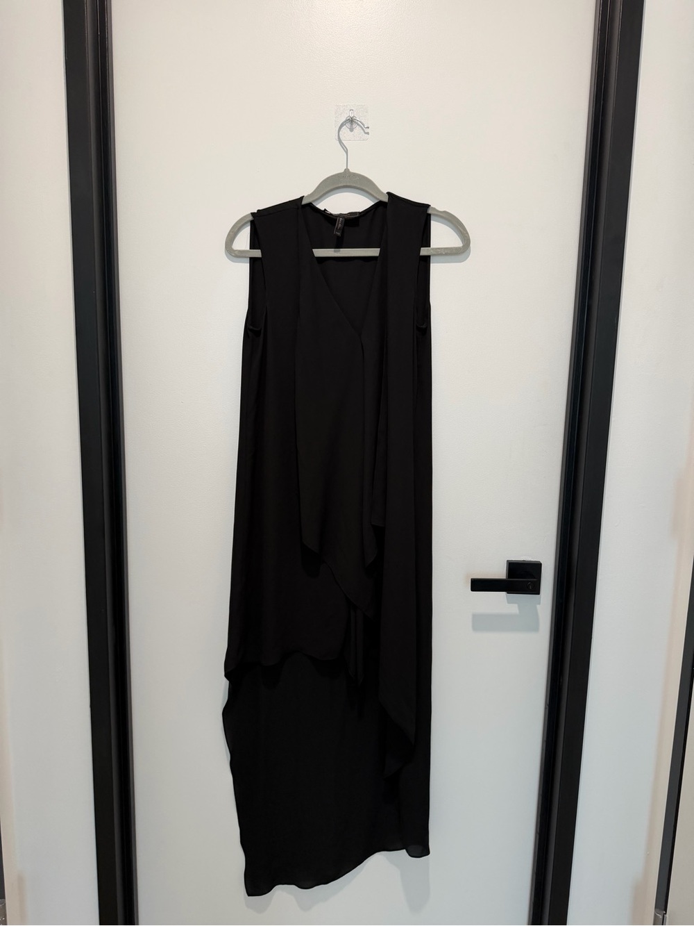 Sleeveless Black Draped V-Neck Dress